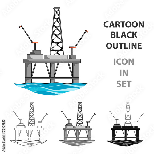 Oil rig on the water.Oil single icon in cartoon style vector symbol stock illustration web.