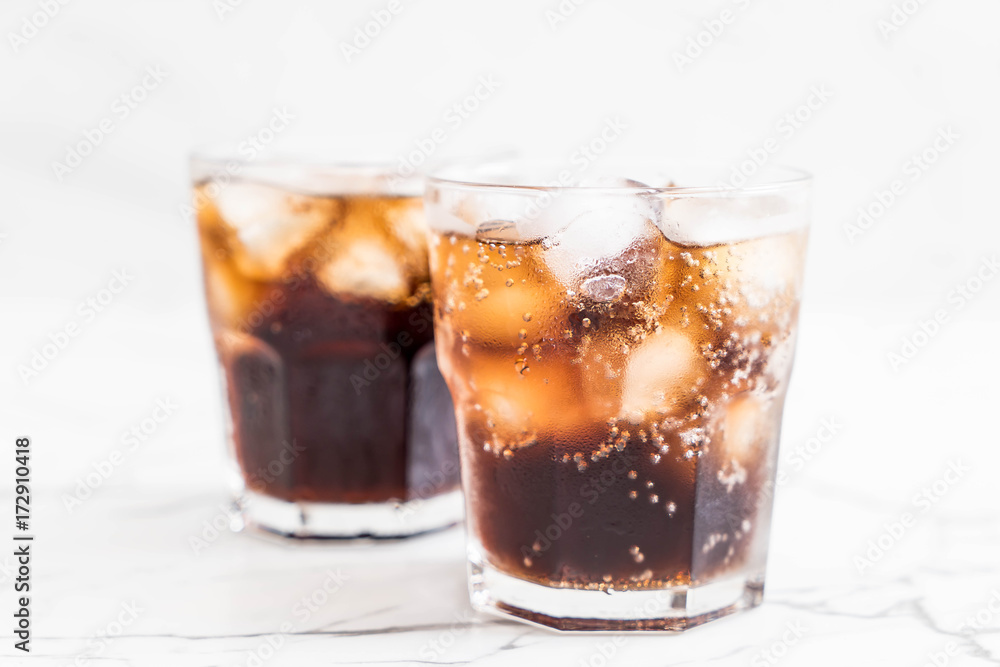 glass of cola with ice glass of cola with ice