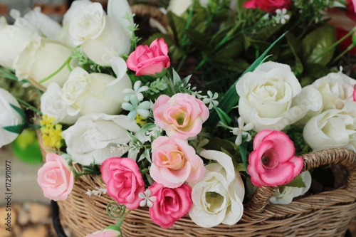 Beautiful vintage roses of artificial flowers