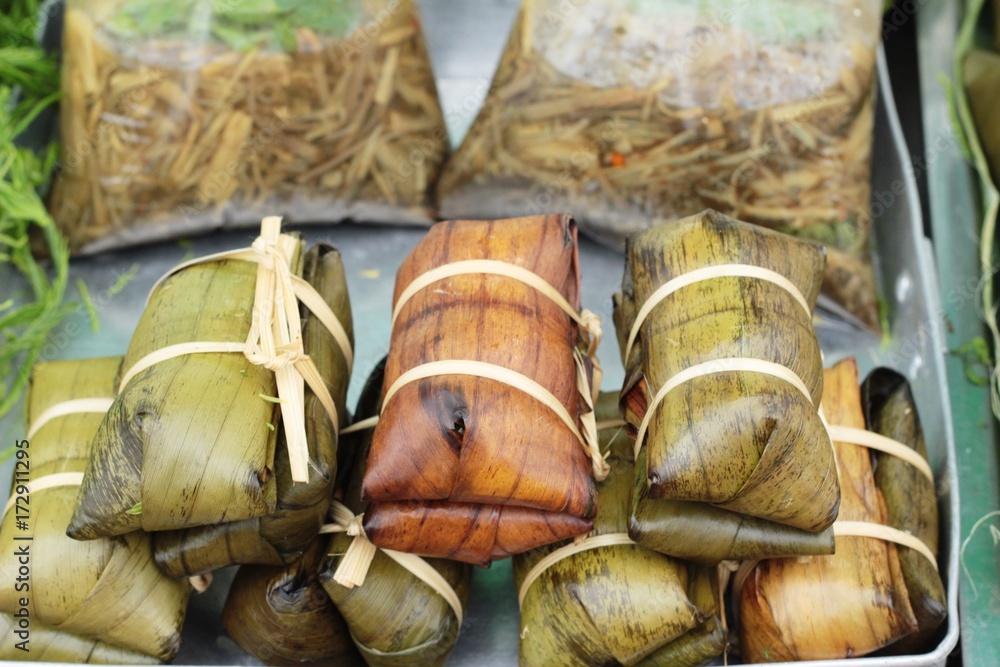 sticky rice with coconut is delicious , Thai dessert