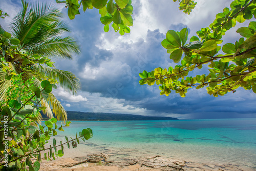 Fototapeta Naklejka Na Ścianę i Meble -  Amazing landscape in the wil beach Playa Bonita, Las Terrenas, Dominican Republic