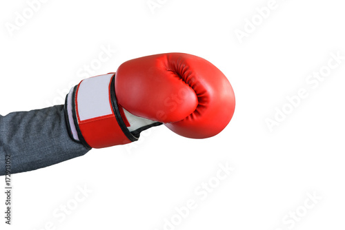 businessman hand in boxing glove isolated on white background © pichetw