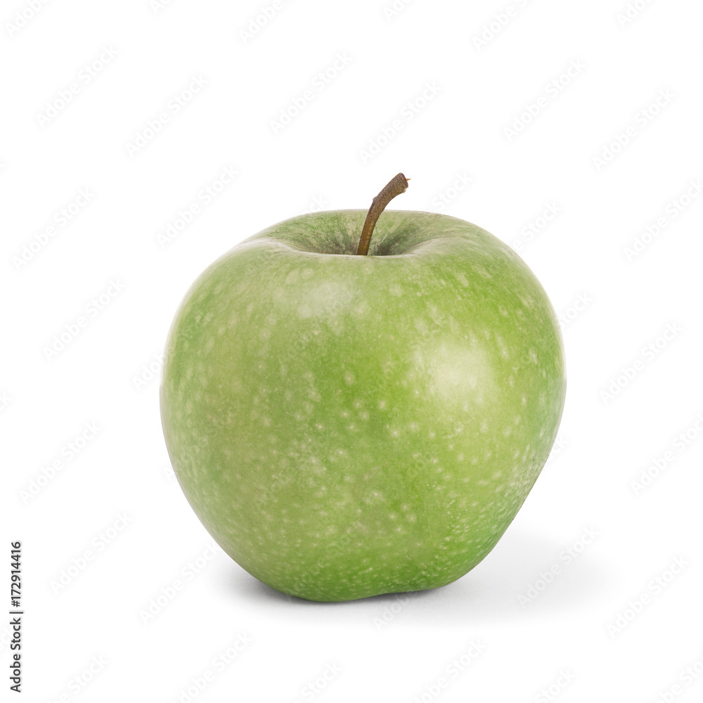One green apple isolated on a white background clipping path. One green apple isolated on a white background clipping path.