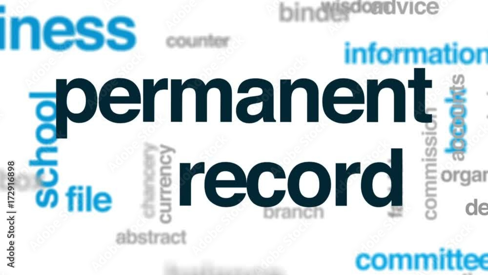 Permanent record animated word cloud, text design animation. Permanent record animated word cloud, text design animation.