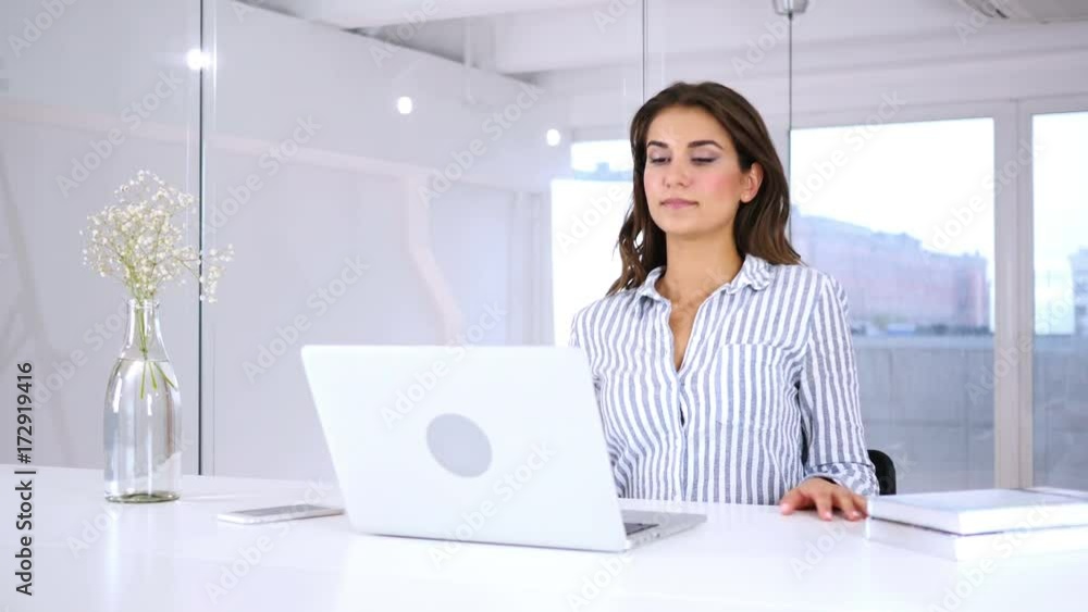Woman Leaving Office after Completing Work, Job Finished Woman Leaving Office after Completing Work, Job Finished