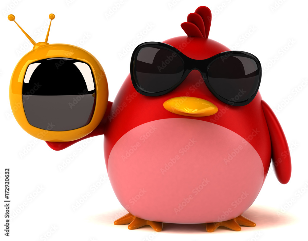 Fototapeta premium Red bird - 3D Illustration