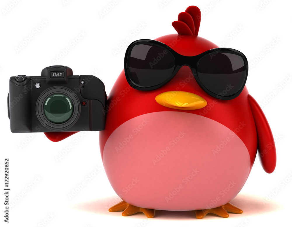 Fototapeta premium Red bird - 3D Illustration