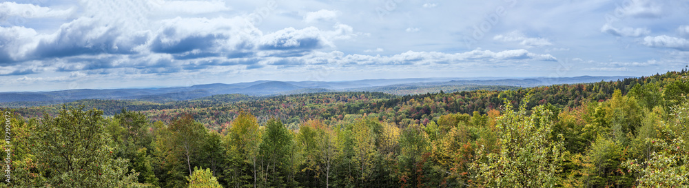 panoramic landscape from Route No 9 in Vermont to the green mountains