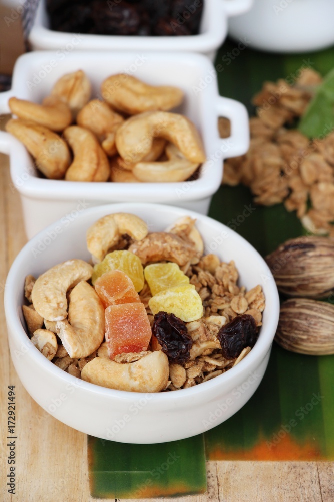 Granola cereal mix for health with milk Granola cereal mix for health with milk