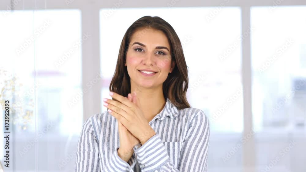 Portrait of Applauding Beautiful Woman, Clapping Portrait of Applauding Beautiful Woman, Clapping