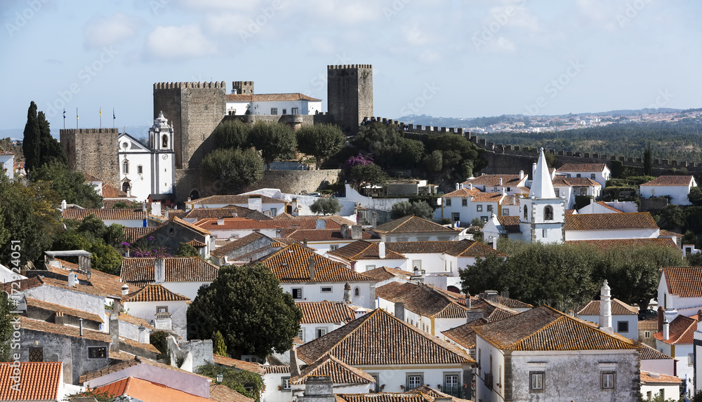 The beautiful view over Obidos in Portugal.  Amazing walls in the city 