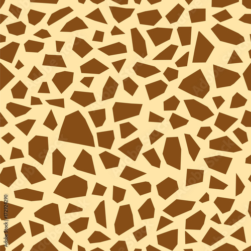 Giraffe texture. Seamless animal pattern. Imitation print of skin of giraffe. Brown spots on beige background. Vector