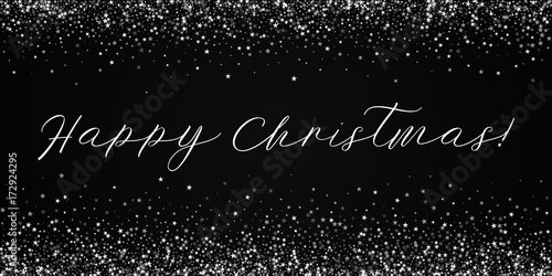 Happy Christmas greeting card. Amazing falling stars background. Amazing falling stars on black background.cool vector illustration.