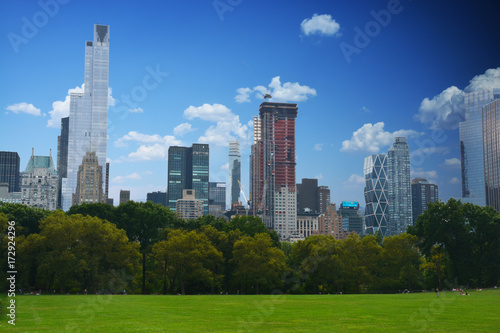 Panoramic view of Manhattan from Central Park in a beautiful summer day © adrian_ilie825