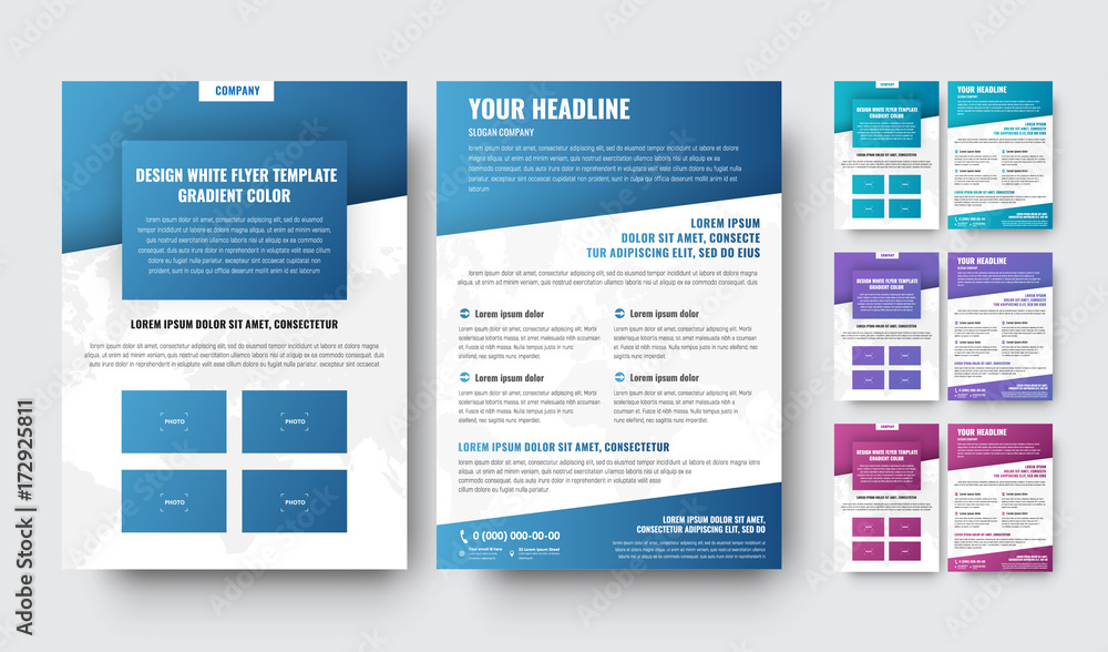 template of modern brochures with diagonal elements with a gradient