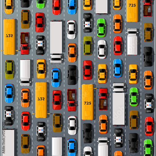 Road cars transport, traffic jam background. Vector illustration