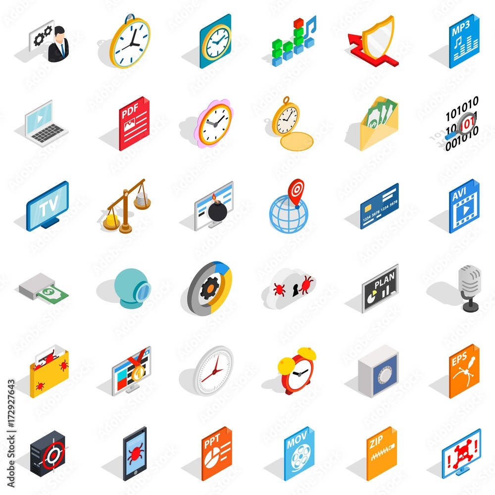 Music icons set, isometric style Music icons set, isometric style