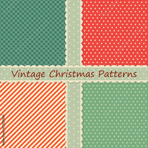 Festive retro Christmas patterns in traditional colors