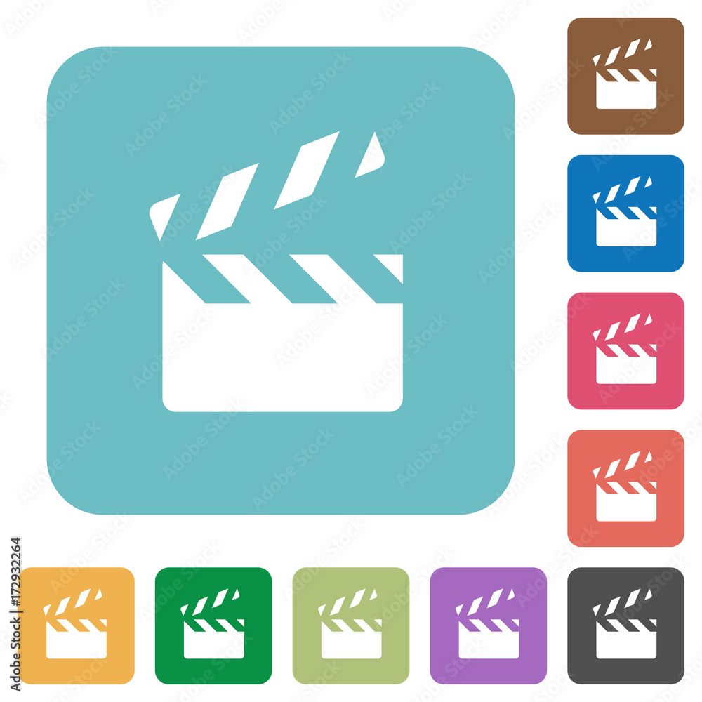 Clapperboard rounded square flat icons Clapperboard rounded square flat icons
