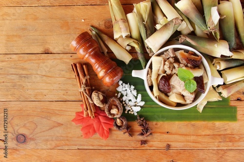 Bamboo shoot boiled soup with pork delicious
