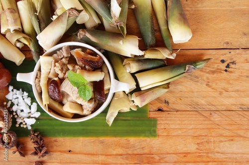 Bamboo shoot boiled soup with pork delicious