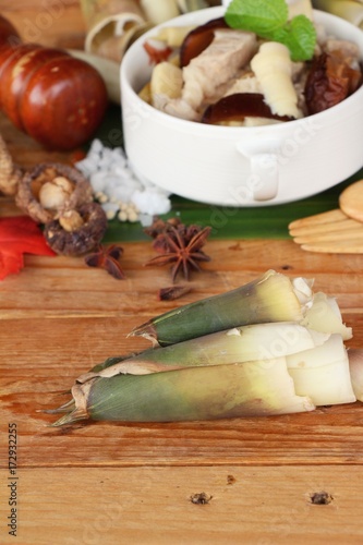 Bamboo shoot boiled soup with pork delicious