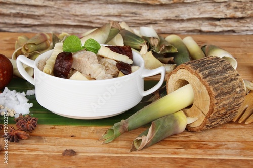 Bamboo shoot boiled soup with pork delicious