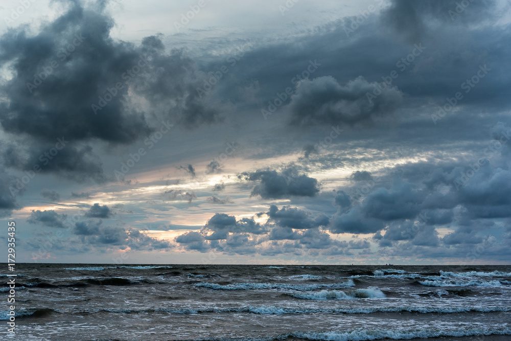 Evening clouds over Baltic sea.