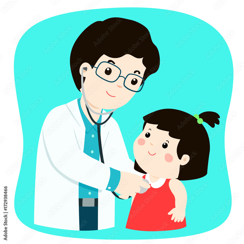 Little girl on medical check up with male pediatrician doctor cartoon vector. Little girl on medical check up with male pediatrician doctor cartoon vector.