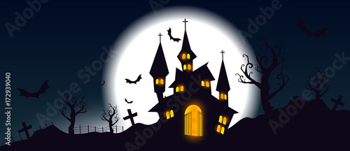 Night landscape graveyard banners