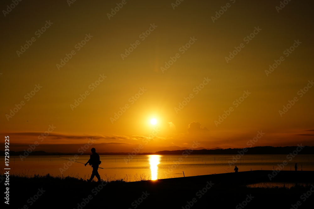 涸沼の夕景