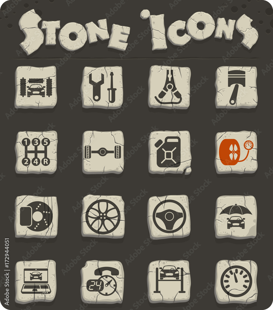 car service stone icon set car service stone icon set