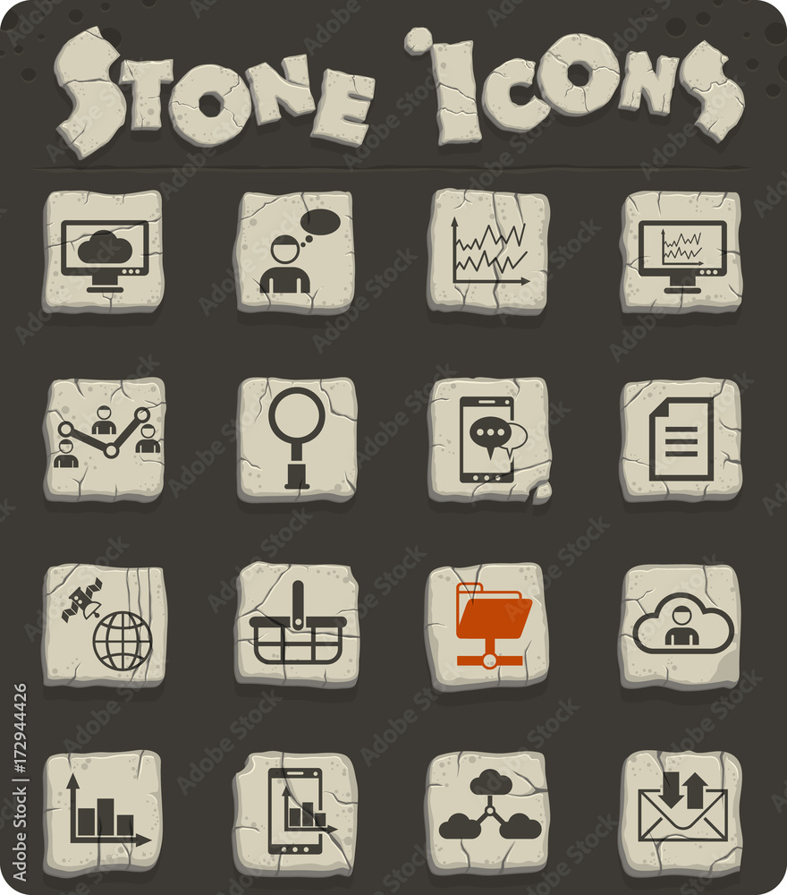 social network stone icon set social network stone icon set