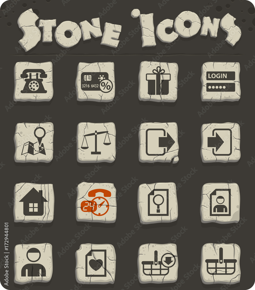 e-commerce interface stone icon set e-commerce interface stone icon set