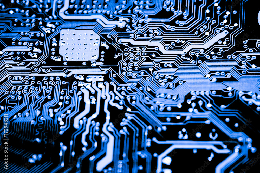 Abstract,close up of Circuits Electronic on Mainboard computer ...