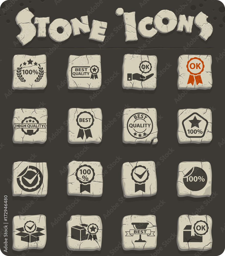 quality stone icon set quality stone icon set