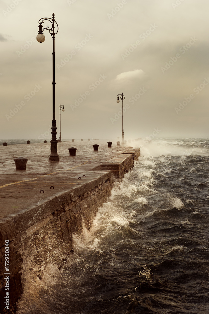 Bora, a stormy wind in Trieste, Italy