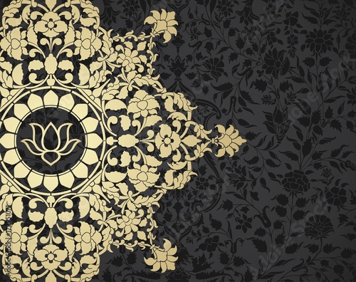 Fototapeta Naklejka Na Ścianę i Meble -  water lily, wedding card design, royal India