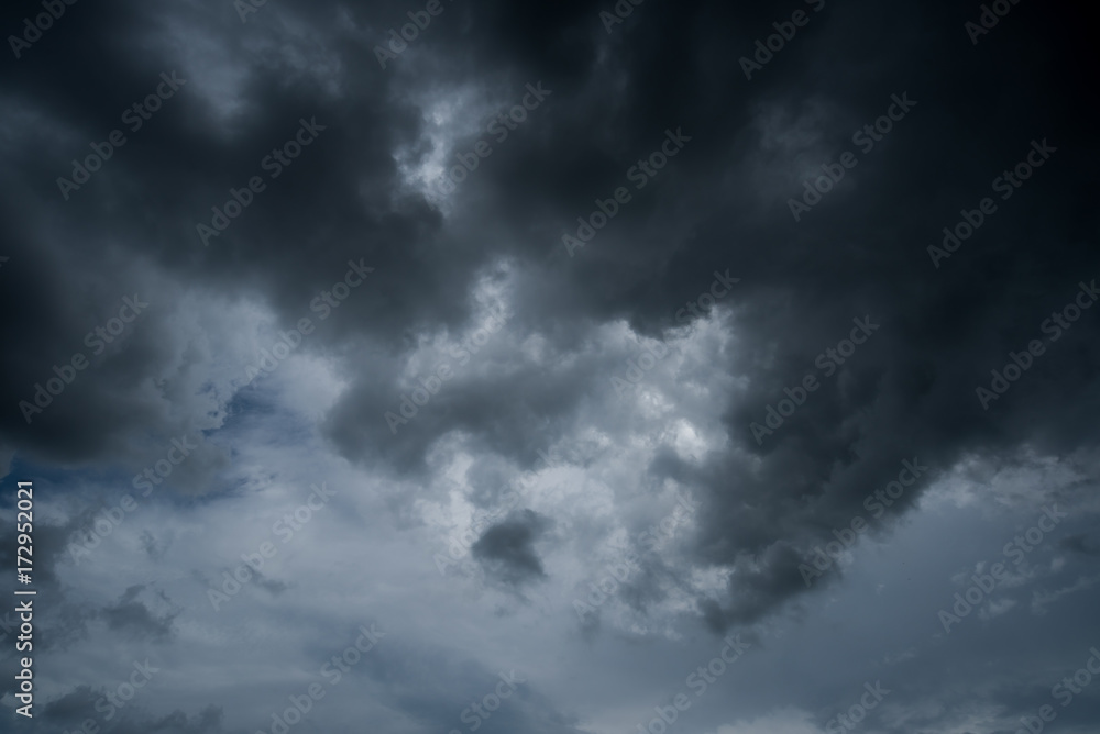 dark storm clouds with background,Dark clouds before a thunder-storm.