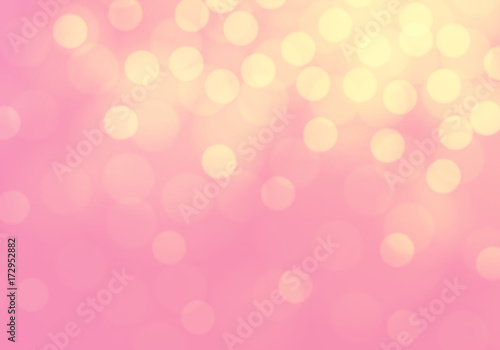 Abstract yellow bokeh light on soft pink background vector illustration.