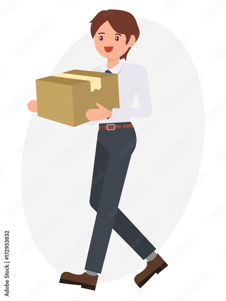 Cartoon character design male man carry paper box Cartoon character design male man carry paper box