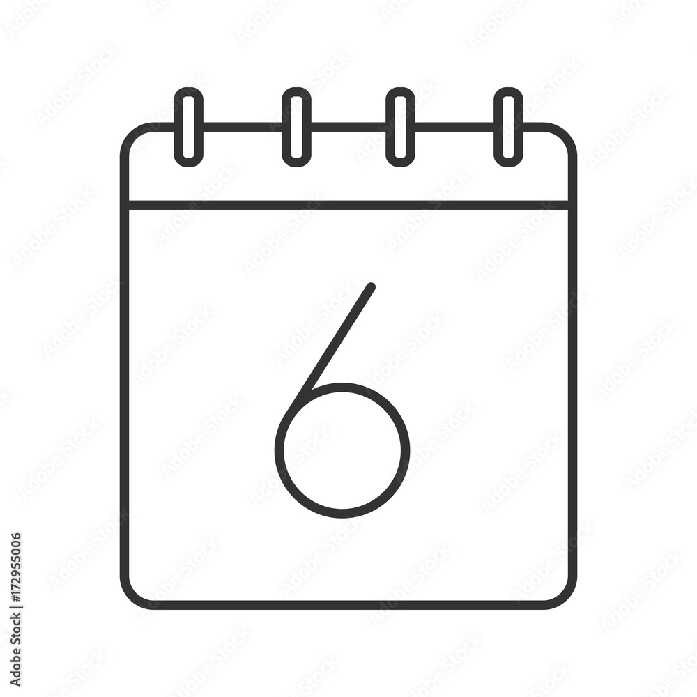 Sixth day of month linear icon Sixth day of month linear icon