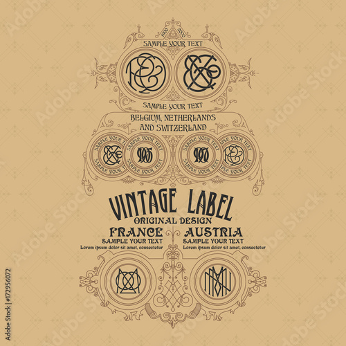 Old vintage card with floral ornament - vector