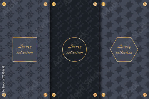 A collection of dark backgrounds for the design of packaging luxury products with gold elements. Vector editable format
