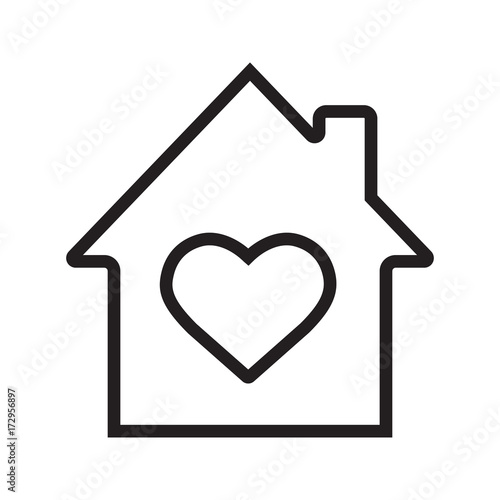 House with heart inside linear icon