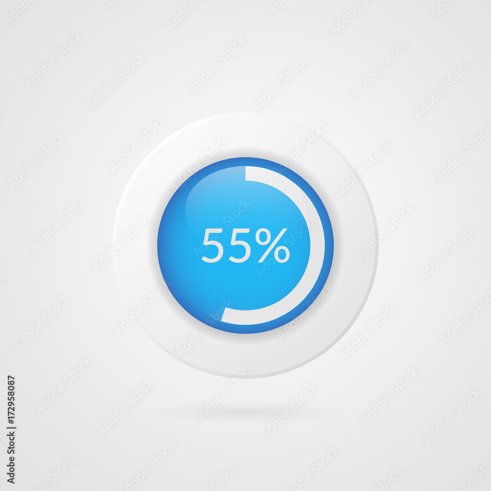 55 percent pie chart. Percentage vector infographics. Circle diagram