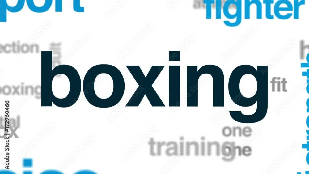 Boxing animated word cloud, text design animation. Boxing animated word cloud, text design animation.