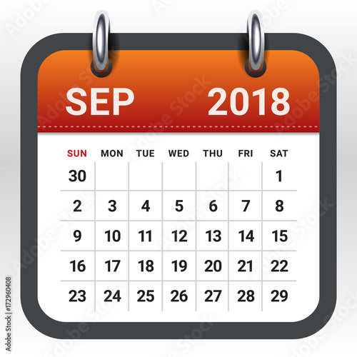 September 2018 calendar vector illustration