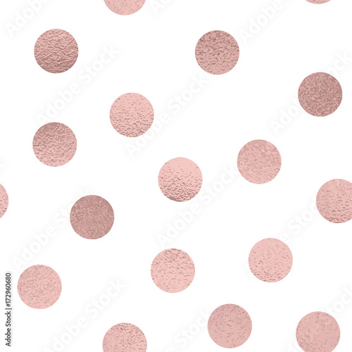Rose Gold seamless pattern with dots on a white background 