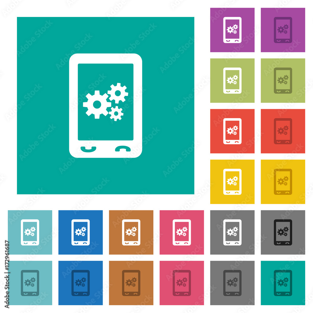 Mobile preferences square flat multi colored icons Mobile preferences square flat multi colored icons